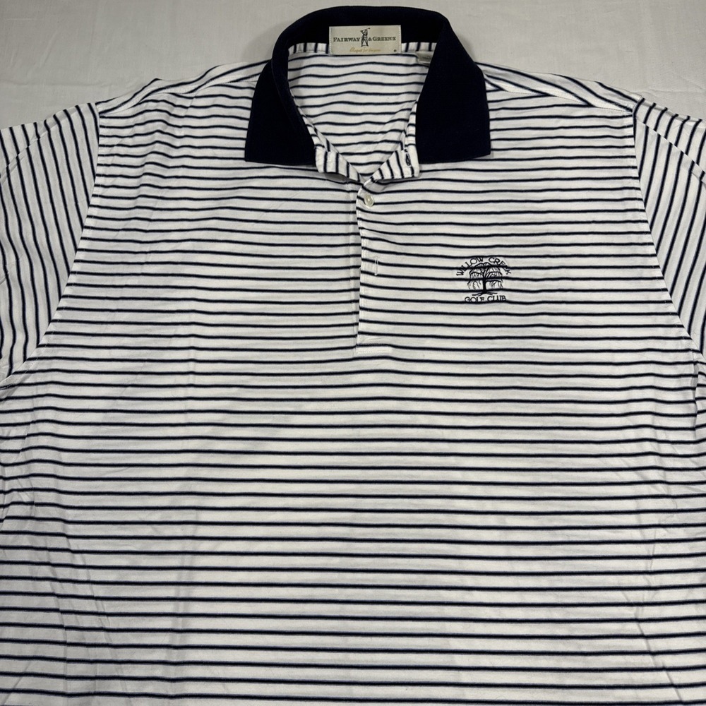 Men's XL Fairway & Greene TECH Golf Polo White Navy XL WILLOW CREEK LOGO